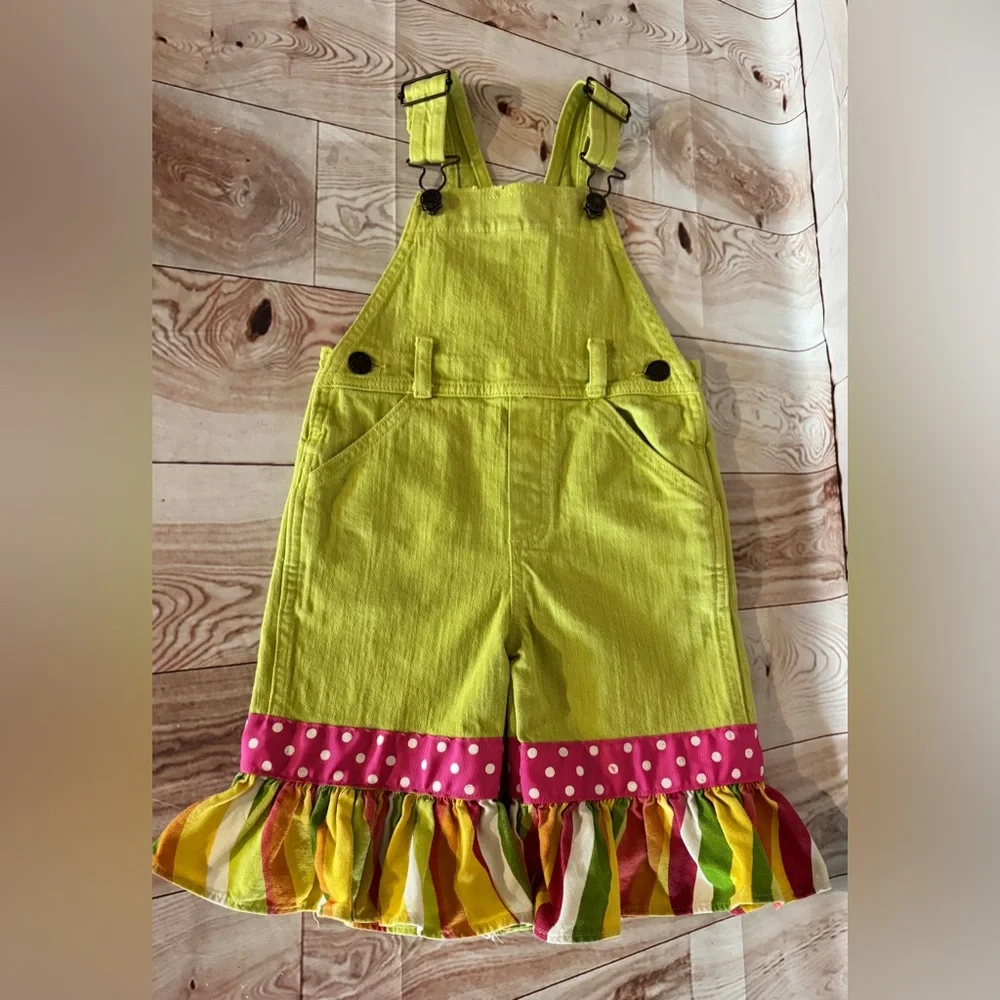 Bizi Bodi Lime Green Kids Overalls Size 2T‎ Quirky Cute| Whimsical Kid wear